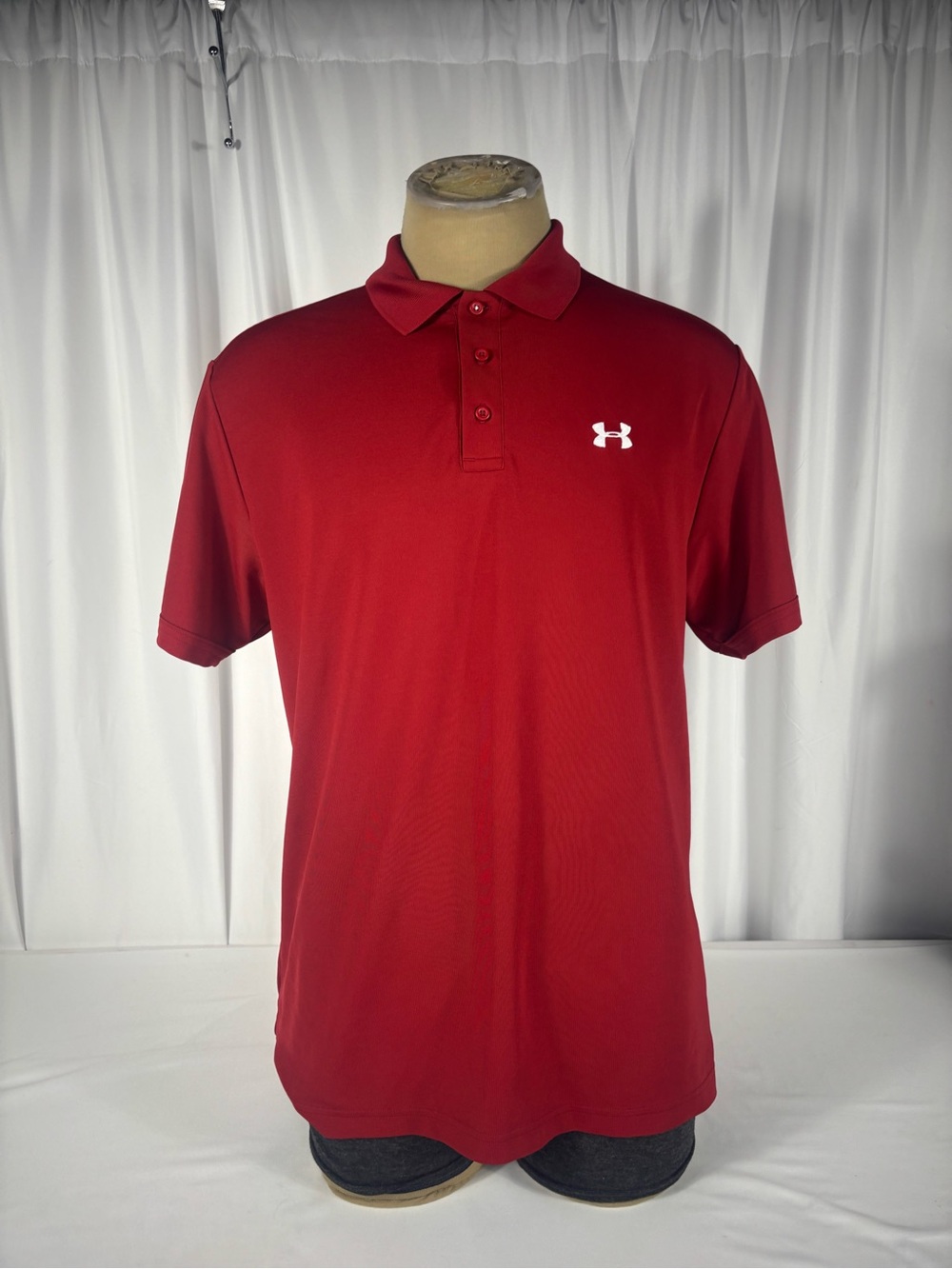 Under Armour HeatGear Polo Shirt Men's XL Red Loose Fit Performance Golf